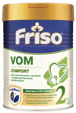 Суміш молочна Фрісо Вом 2 (Friso VOM 2 Comfort) для дітей з 6 до 12 місяців 400 г