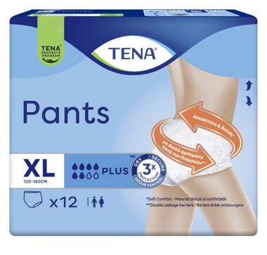 Подгузники-трусы для взрослых Тена Пантс Плюс Экстра Лардж (Tena Pants+ Extra Large) размер 4 12 шт