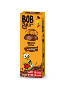 Цукерки натуральні Равлик Боб (Bob Snail) манго у бельгійському молочному шоколаді 30 г