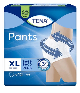 Подгузники-трусы для взрослых Тена Пантс Плюс Экстра Лардж (Tena Pants+ Extra Large) размер XL 12 шт