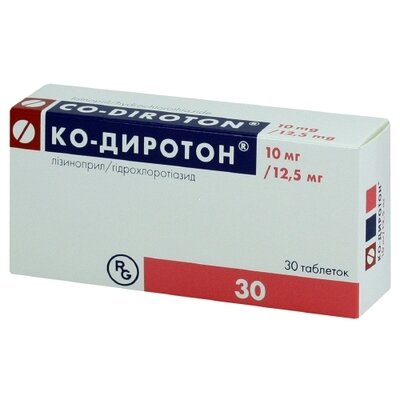 Ко-Диротон таблетки 10 мг/12,5 мг №30 — Фото 1