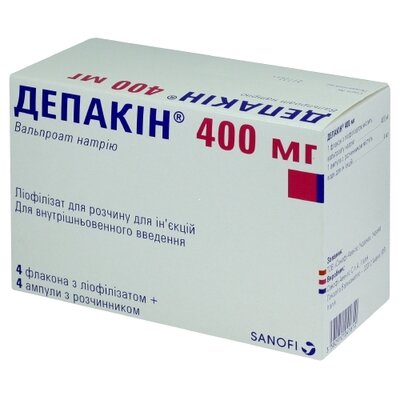 Депакин лиофил. пор. д/ин. 400 мг с раств. №4 — Фото 1