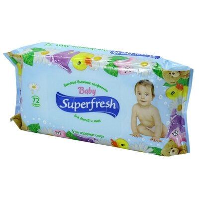 Серветки вологі Суперфреш (Superfresh) для дітей і мам з вітамінним комплексом 72 шт — Фото 1