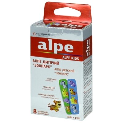 Пластир Алпе (Alpe) дитячий "Зоопарк" розмір 76 мм*19 мм 8 шт — Фото 1