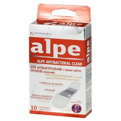 Пластырь Алпе (Alpe) классический антибактериальный с ионами серебра прозрачный размер 76 мм*19 мм 10 шт — Фото 1