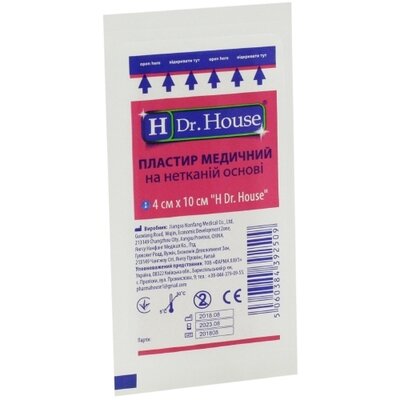 Пластир Доктор Хаус (Dr.House) бактерицидний на тканинній основі розмір 4 см*10 см 1 шт — Фото 1