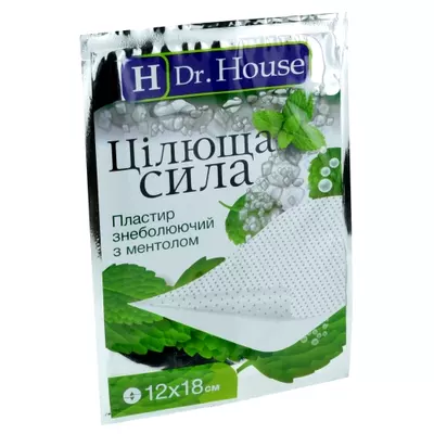 Пластырь Доктор Хаус (Dr.House) "Целебная сила" обезболивающий с ментолом перфорированный размер 12 см*18 см 1 шт — Фото 1
