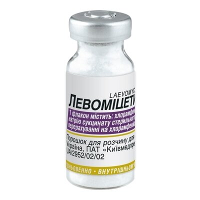 Левоміцетин порошок для ін'єкцій 500 мг флакон №1 — Фото 1