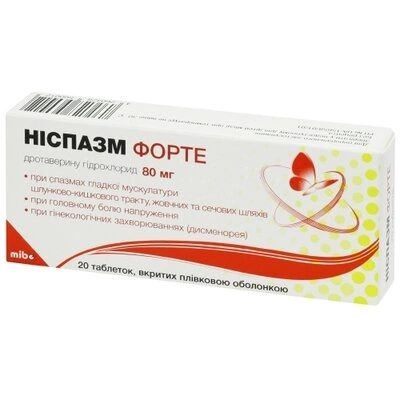 Ніспазм форте табл. в/о 80 мг №20 — Фото 1