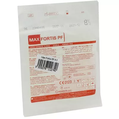 Рукавички хірургічні латексні стерильні Макс Фортіс (Max Fortis) неприпудрені розмір 8,5 1 пара — Фото 1