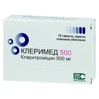 Клеримед таблетки вкриті оболонкою 500 мг №14 — Фото 1