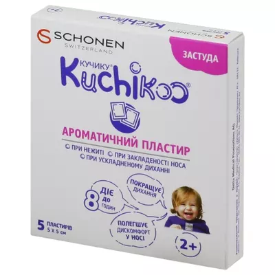 Кучику Простуда ароматический пластырь от насморка, при заложенности носа, затрудненном дыхании 5*5 см 5 штук — Фото 1