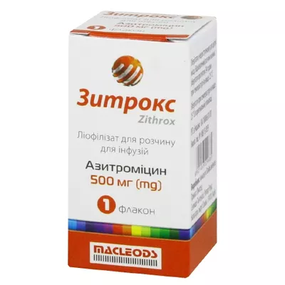 Зитрокс розчин для інфузій 500 мг флакон №1 — Фото 1
