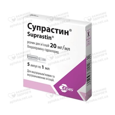 Супрастин раствор для инъекций 20 мг ампули 1 мл №5 — Фото 1