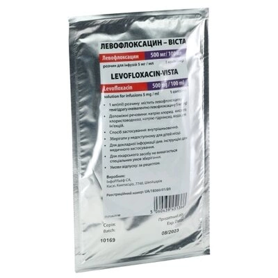 Левофлоксацин-Виста раствор для инфузий 5 мг/мл контейнер 100 мл — Фото 1