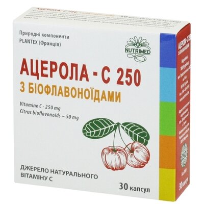 Ацерола-C 250 з біофлавоноїдами капсули №30 — Фото 1