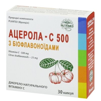 Ацерола-C 500 з біофлавоноїдами капсули №30 — Фото 1