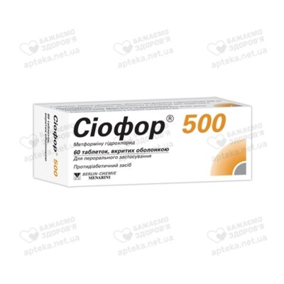 Сиофор таблетки покрытые оболочкой 500 мг №60 — Фото 1