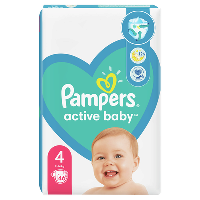 Подгузники для детей Памперс Актив Беби Макси (Pampers Active Baby Maxi) размер 4 (9-14 кг) 46 шт — Фото 4