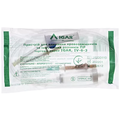Система для вливання кровозамінників та інфузійних розчинів ПР Ігар (IGAR) IV-6-3 — Фото 2
