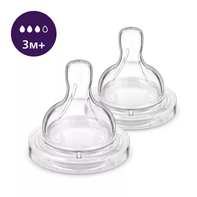 Соска Авент Анти-Колик (Avent Anti-Colic) SCY763/02 силиконовая с средним потоком с 3 месяцев 2 шт — Фото 1