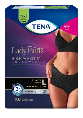 Подгузники-трусы урологические Тена Леди Пантс Плюс (TenaLady Pants Plus) размер L цвет черный 8 шт — Фото 1
