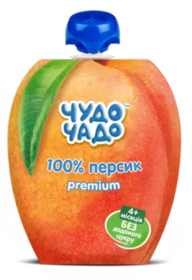 Пюре фруктовое Чудо-Чадо персик без сахара с 4 месяцев 90 г, дой-пакет — Фото 1