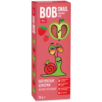 Цукерки натуральні Равлик Боб (Bob Snail) яблуко-полуниця 30 г — Фото 1