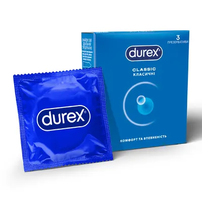 Презервативи Дюрекс (Durex Classic) латексні з силіконовою змазкою класичні 3 шт — Фото 1