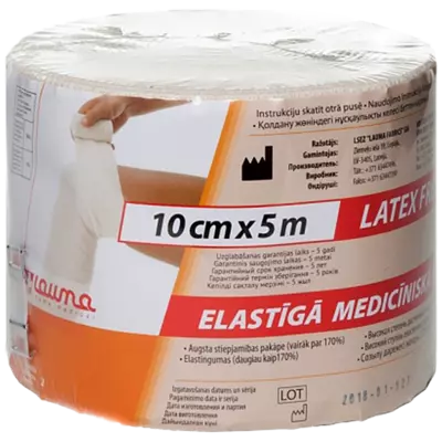Бинт эластичный медицинский компрессионный Лаума (Lauma) модель 2 Latex Free высокой степени растяжимости размер 5 м*10 см — Фото 1