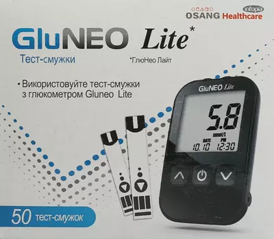 Тест-смужки Глюнео Лайт (GluNeo Lite) для контролю рівня глюкози у крові 50 шт — Фото 3