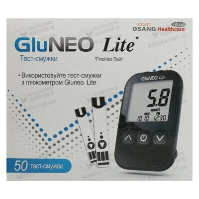 Тест-смужки Глюнео Лайт (GluNeo Lite) для контролю рівня глюкози у крові 50 шт — Фото 3