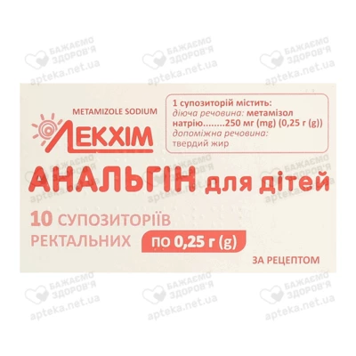 Анальгин для детей суппозитории ректальные 250 мг №10 — Фото 1