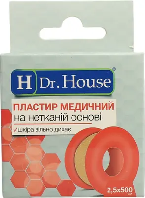Пластырь Доктор Хаус (Dr.House) медицинский на нетканой основе размер 2,5 см*500 см 1 шт — Фото 1