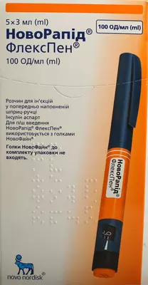 НовоРапид Флекспен раствор для инъекций 100 ЕД/мл в шприц-ручке 3 мл №5 — Фото 1