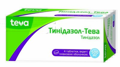 Тинідазол-Тева таблетки вкриті оболонкою 500 мг №4 — Фото 1