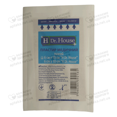 Пластир Доктор Хаус (Dr.House) бактерицидний на тканинній основі розмір 6 см*10 см 1 шт — Фото 1