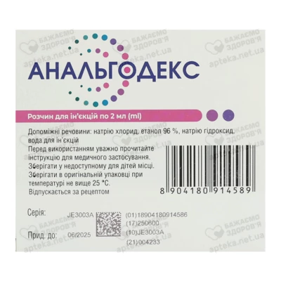 Анальгодекс раствор для инъекций 25 мг/мл ампулы 2 мл №5 — Фото 2