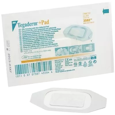 Пластырь повязка Тегадерм+Пед (Tegaderm+Pad) стерильная хирургическая прозрачная пленочная с абсорбирующей подушечкой размер 5 см*7 см 1 шт — Фото 1