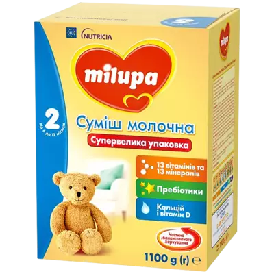 Смесь молочная сухая Милупа 2 (Milupa) для детей с 6-12 месяцев 1100 г — Фото 1