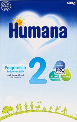 Суміш молочна Хумана 2 (Humana) з LC PUFA, пребіотиками галактоолігосахаридами та нуклеотидами для подальшого годування з 6 місяців 600 г — Фото 1