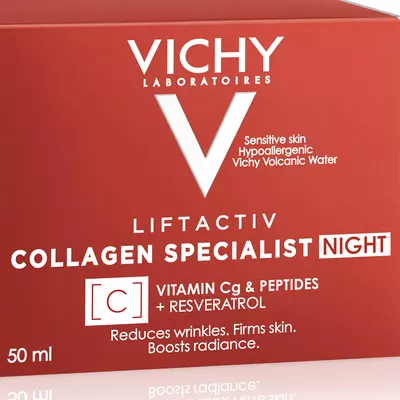 Віши (Vichy) Ліфтактив Колаген Спеціаліст нічний крем-догляд з ефектом корекції зморшок для надання пружності та відновлення сяяння шкіри 50 мл — Фото 3