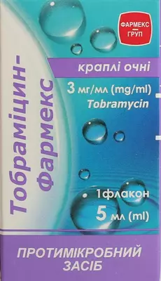 Тобраміцин-Фармекс краплі очні 3 мг/мл флакон 5 мл — Фото 1 Тобраміцин-Фармекс краплі очні 3 мг/мл флакон 5 мл — Фото 1