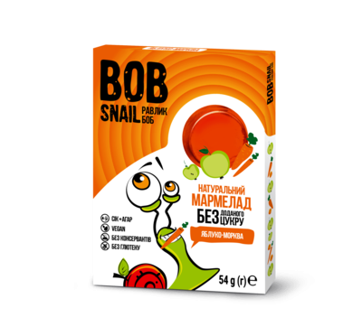 Мармелад Улитка Боб (Bob Snail) натуральный яблоко-морковь 54 г — Фото 1
