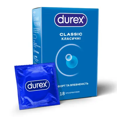 Презервативи Дюрекс (Durex Classic) латексні з силіконовою змазкою класичні 18 шт — Фото 1