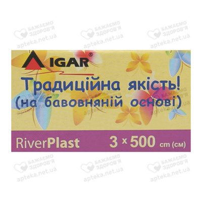 Пластырь Риверпласт Игар (RiverPlast IGAR) классический на хлопковой основе в картонной упаковке размер 3 см*500 см 1 шт — Фото 2