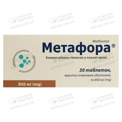 Метафора таблетки вкриті плівковою оболонкою 850 мг №30 — Фото 1