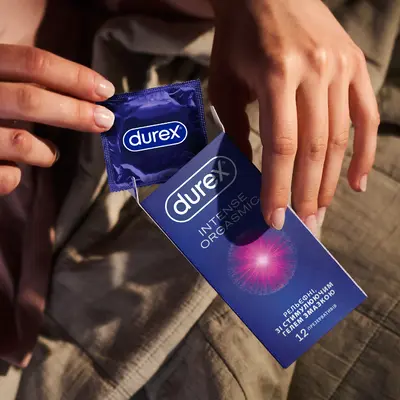 Презервативи Дюрекс (Durex Intense Orgasmic) латексні рельєфні зі стимулюючим гелем-змазкою 12 шт — Фото 6