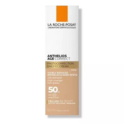 Ля Рош (La Roche-Posay) Антгелиос Коррект средство солнцезащитное антивозрастное для чувствительной кожи лица против морщин и пигментации с тонирующим эффектом SPF50 50 мл — Фото 4