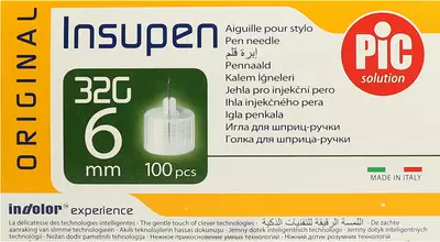 Голка для інсулінових ручок Інсупен розмір 32G*6 мм (0,23 мм*6 мм) 100 шт — Фото 1